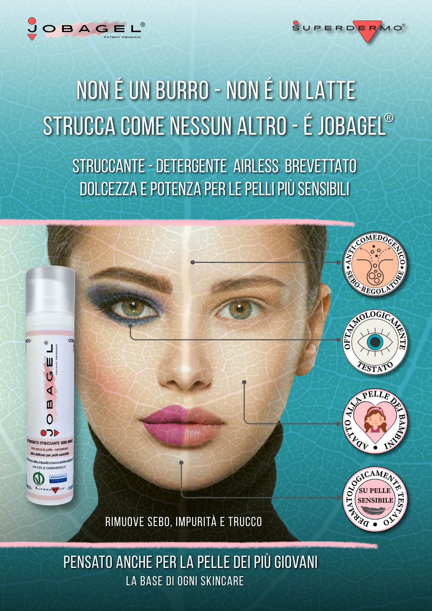 Non è un burro, non è un latte, strucca come nessun altro: è JOBAGEL. Struccante Detergente pelle sensibile, pelle adolescenti, pelle bambini